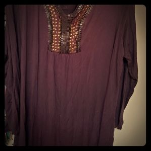 Size 3x plum tunic with beaded detail
